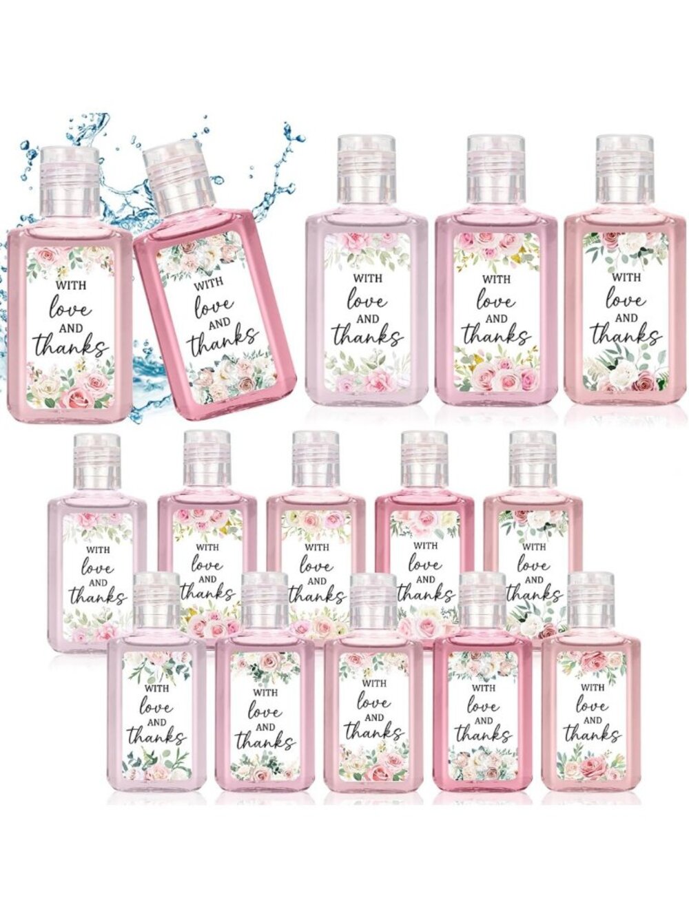 50 Pcs Pink Flower Travel Size Hand Sanitizer - Bulk 1oz Party Favors & Gifts